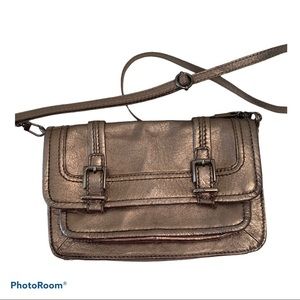 The Sak Crossbody Metallic Bronze Buckle Bag